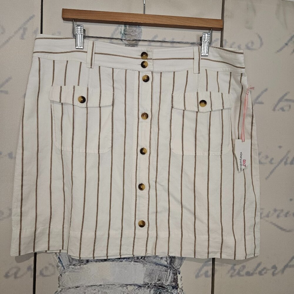 NWT Vineyard Vines Mini Skirt Striped XL Linen Blend‎